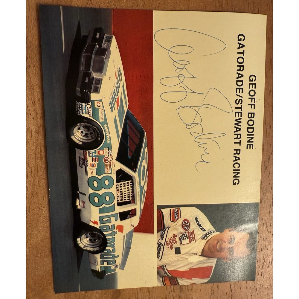 Signed NASCAR Geoff Bodine Gatorade 88 Stewart Racing Pontiac Postcard